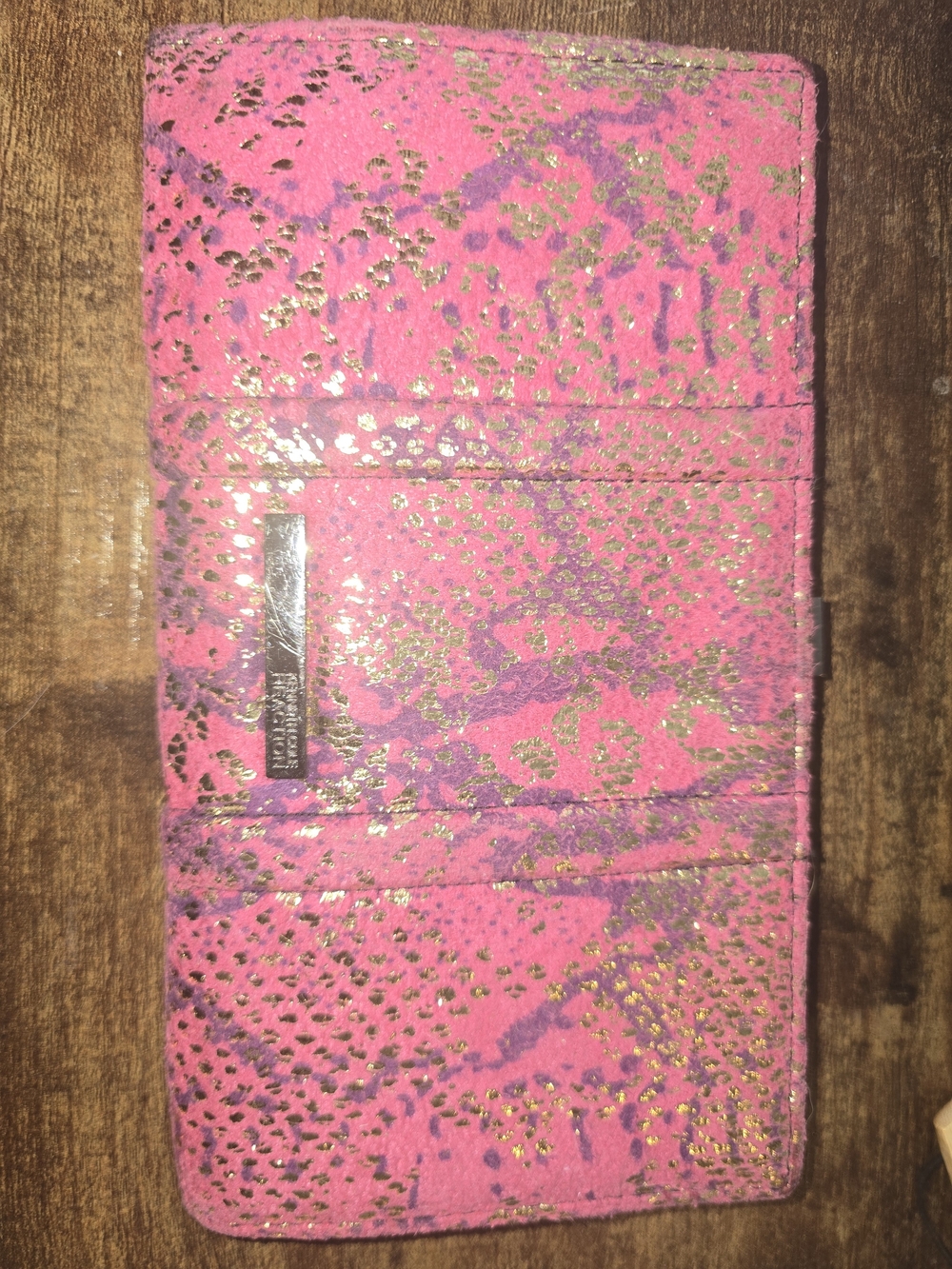 Kenneth Cole Reaction Pink and Gold Patterned Clutch